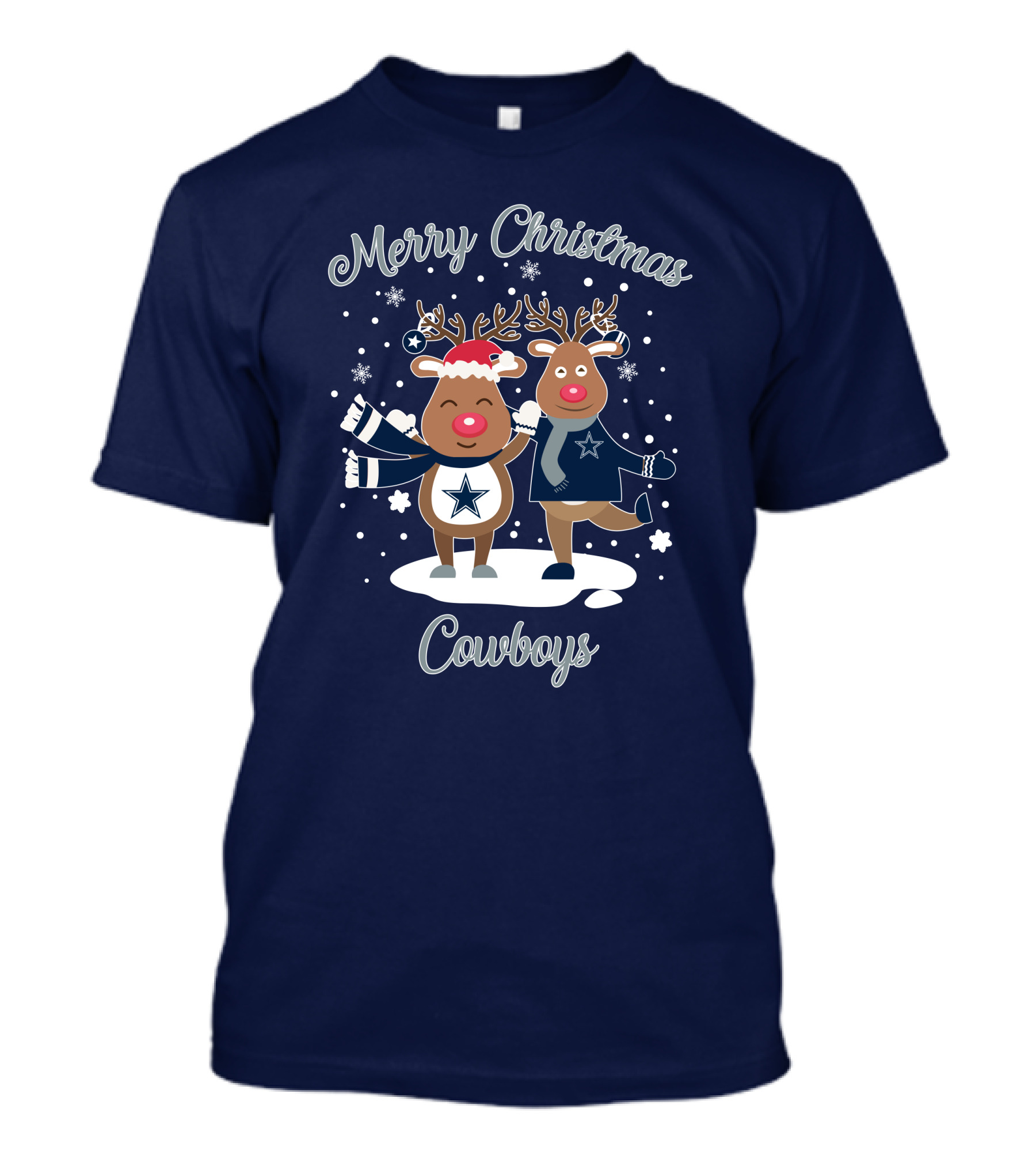 Merry Christmas Cowboys Reindeer Funny Dallas T-Shirt