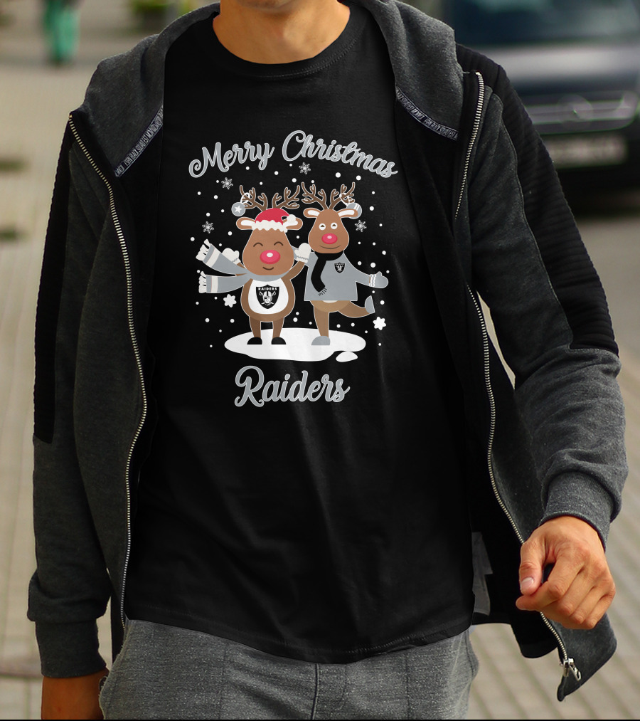 Merry Christmas Raiders Reindeer Holiday Fun T-Shirt