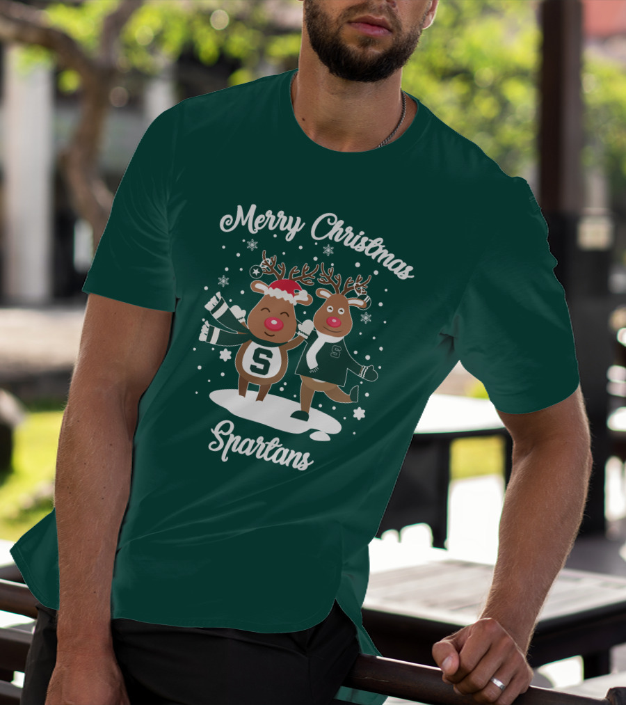 Merry Christmas Michigan State Spartans Reindeer T-Shirt