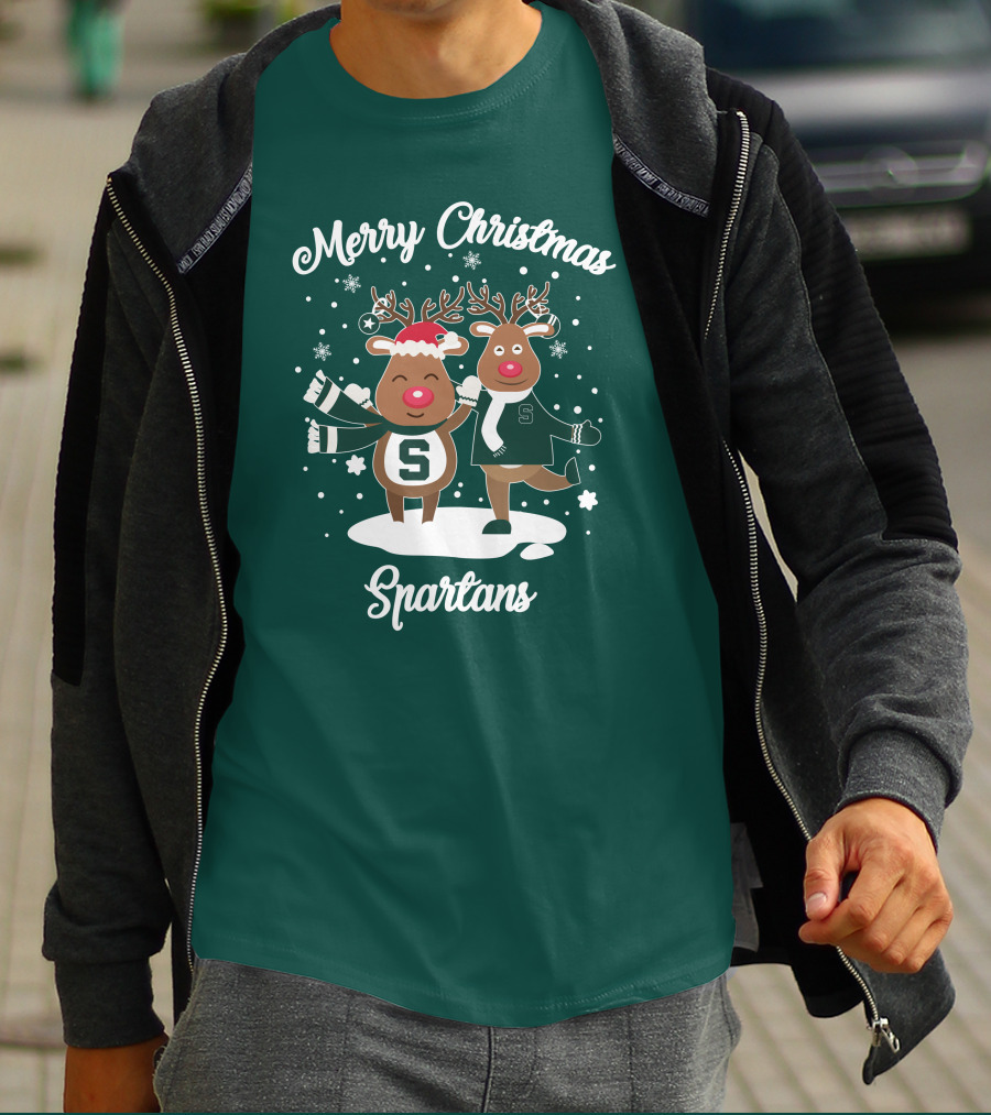 Merry Christmas Michigan State Spartans Reindeer T-Shirt