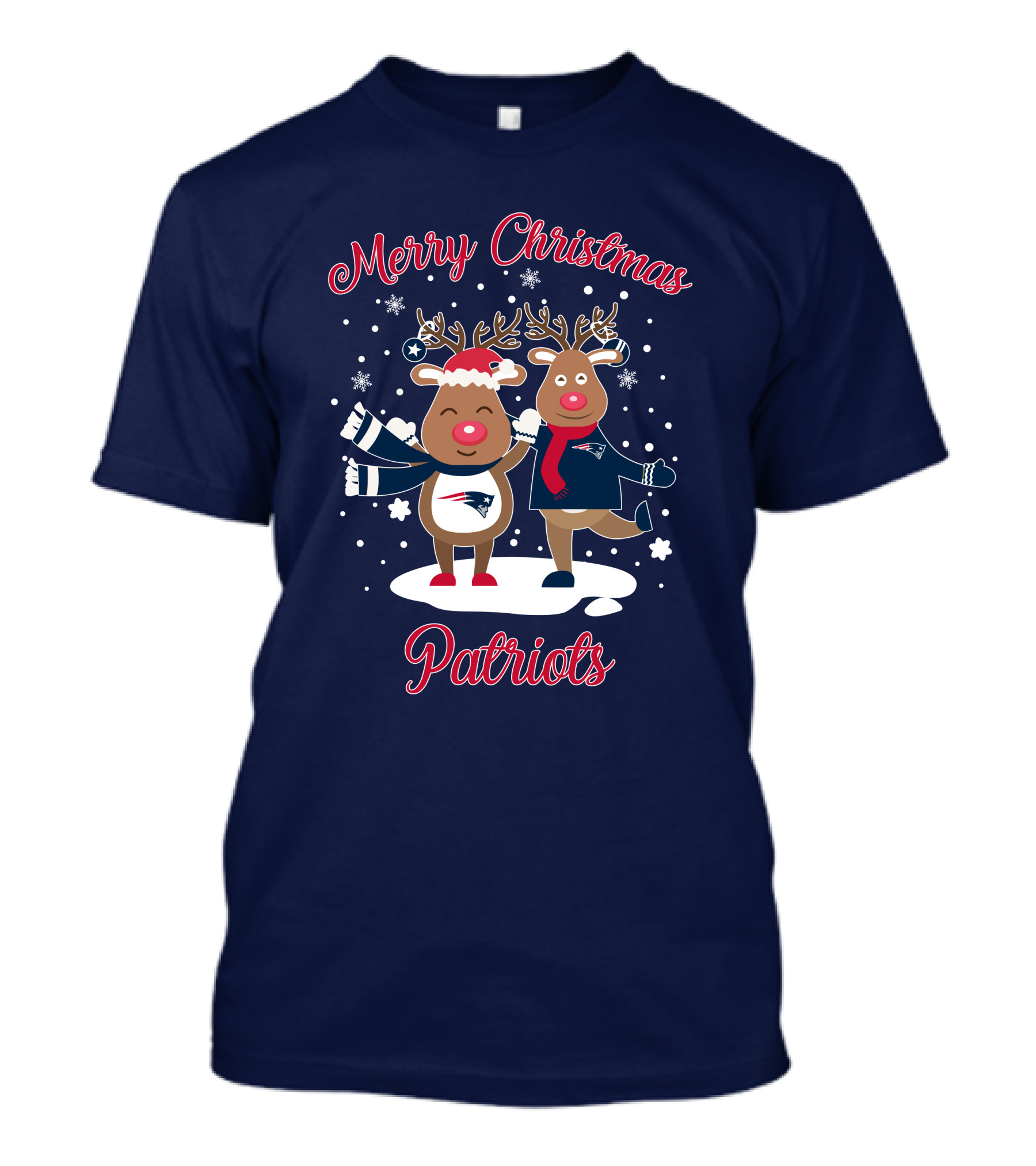 Merry Christmas Patriots Reindeer Snowflakes Holiday T-Shirt