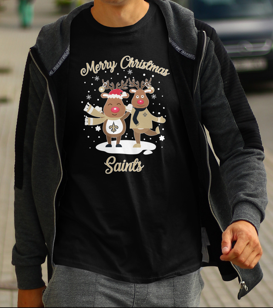 Merry Christmas New Orleans Saints Reindeer T-Shirt
