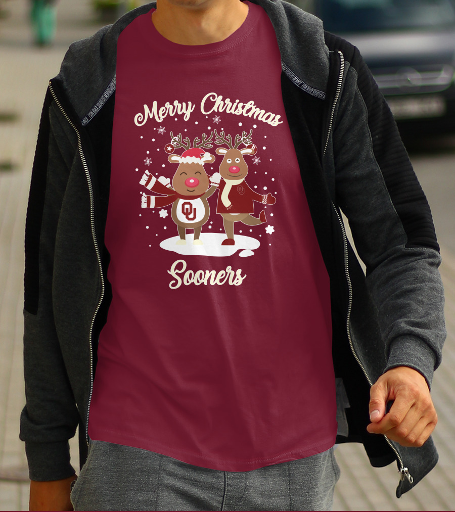 Merry Christmas Sooners Oklahoma Reindeer T-Shirt