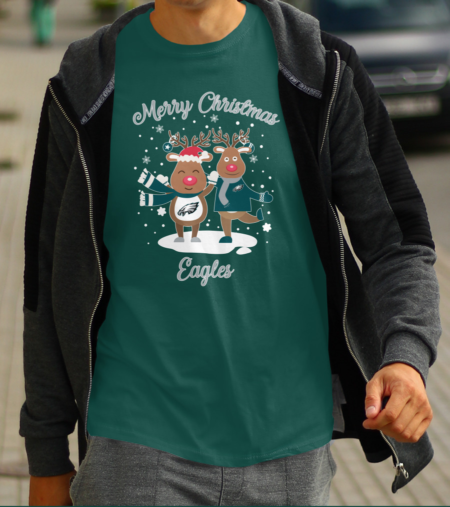 Merry Christmas Eagles Reindeer With Philadelphia Eagles T-Shirt