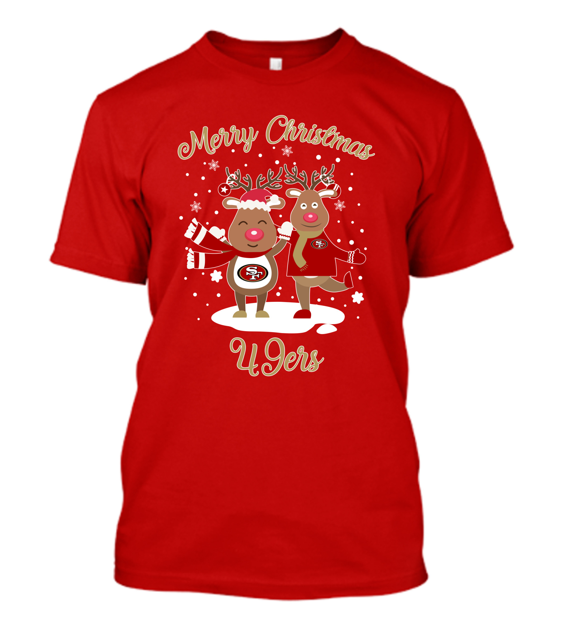 Merry Christmas 49ers Reindeer Festive Holiday T-Shirt