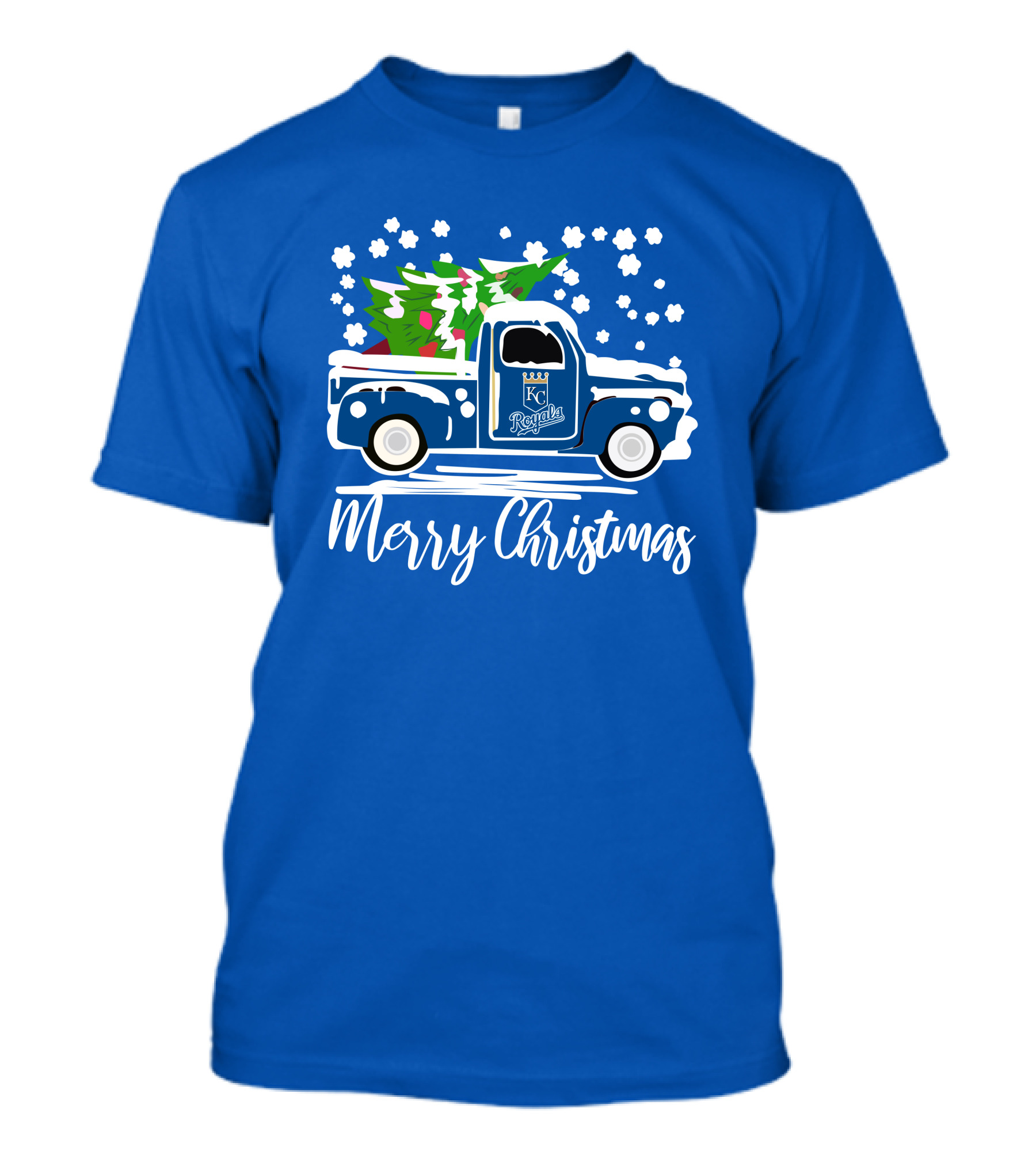 Kansas City Royals Vintage Car Merry Christmas Tree Winter Holiday T-Shirt