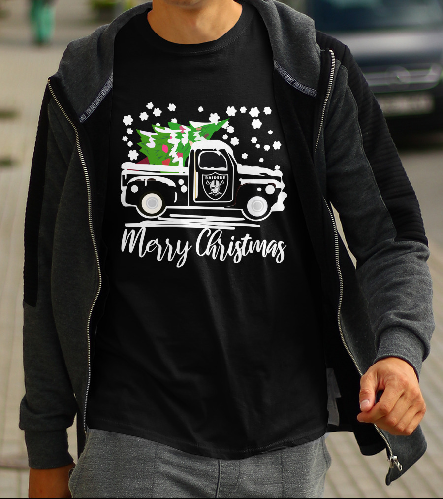 Las Vegas Raiders Vintage Car Merry Christmas Raiders T-Shirt