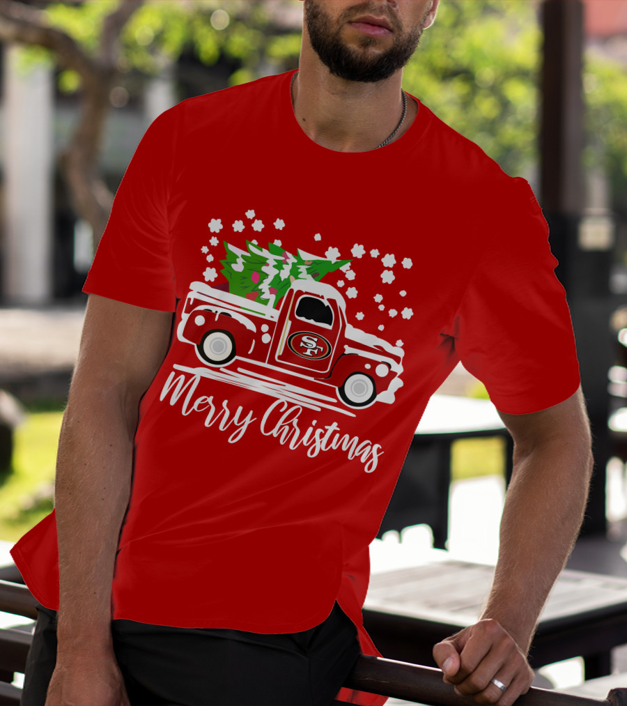 San Francisco 49ers SF Vintage Truck Merry Christmas T-Shirt