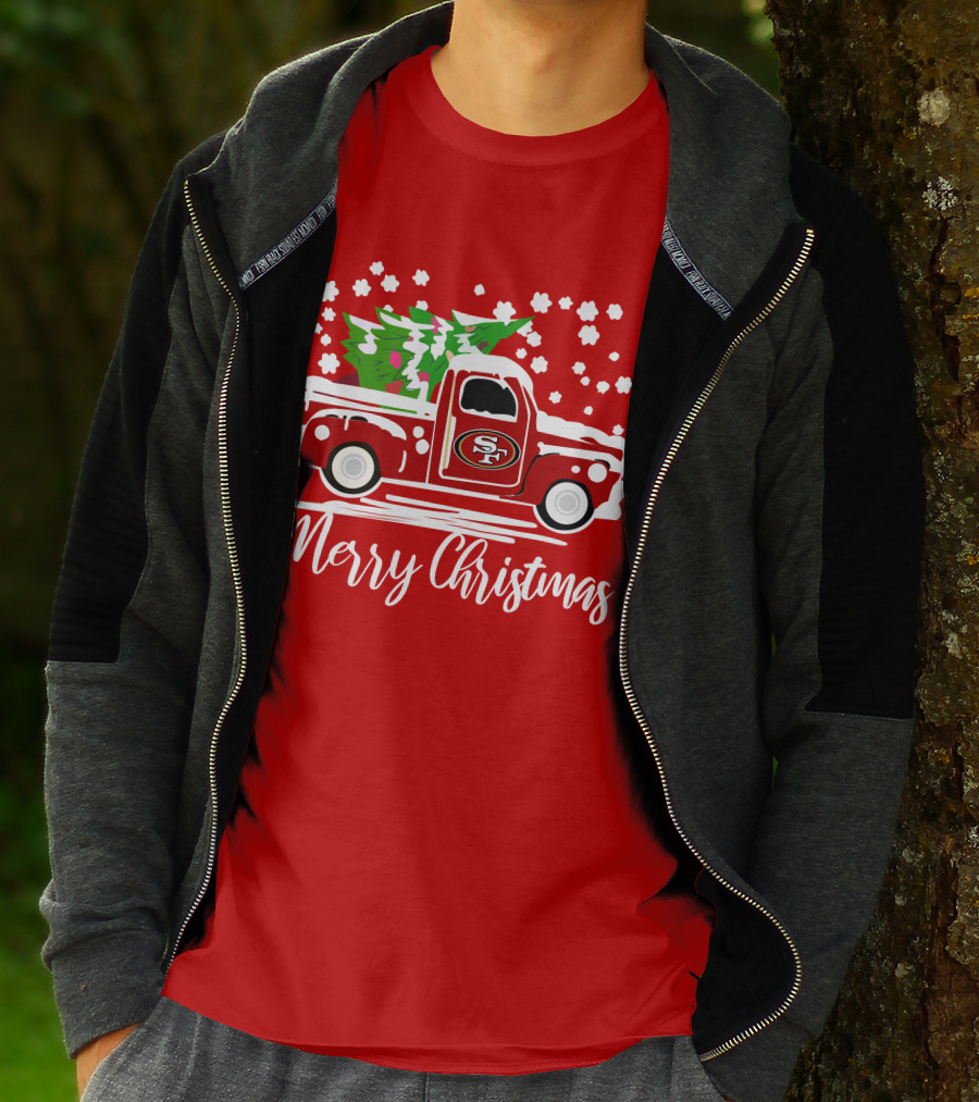 San Francisco 49ers SF Vintage Truck Merry Christmas T-Shirt