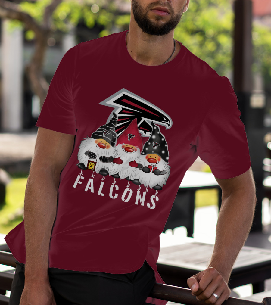 Atlanta Falcons Merry Christmas Happy Holidays Gnomes T-Shirt