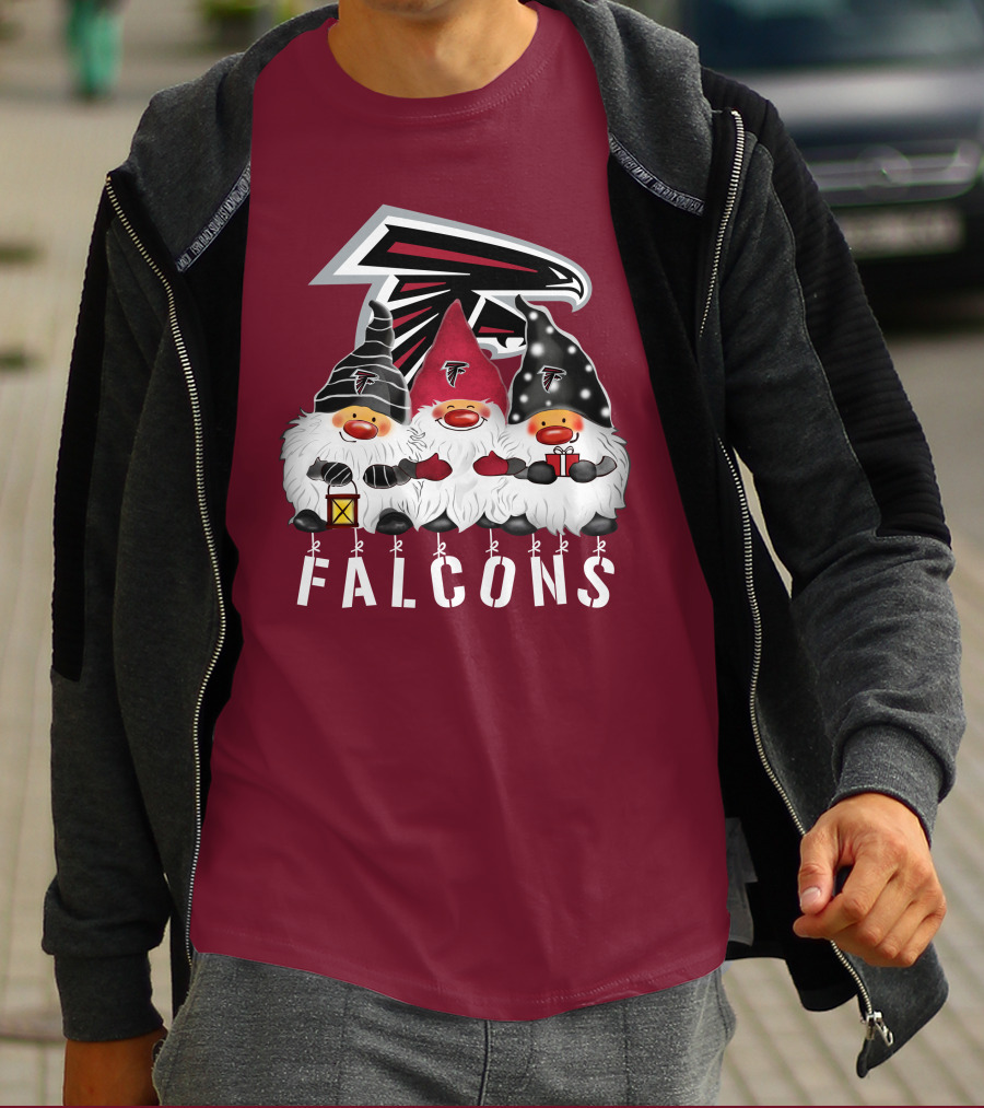 Atlanta Falcons Merry Christmas Happy Holidays Gnomes T-Shirt