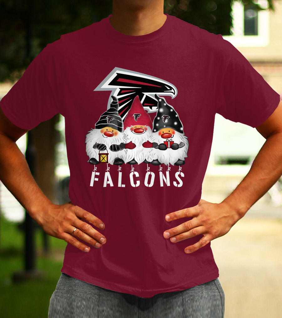 Atlanta Falcons Merry Christmas Happy Holidays Gnomes T-Shirt