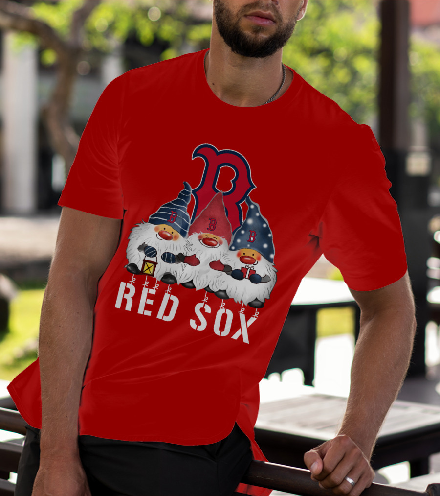 Boston Red Sox Merry Christmas Happy Holidays Gnomes T-Shirt