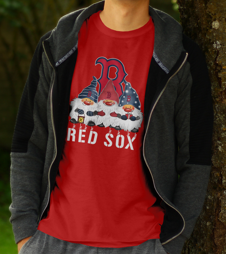 Boston Red Sox Merry Christmas Happy Holidays Gnomes T-Shirt