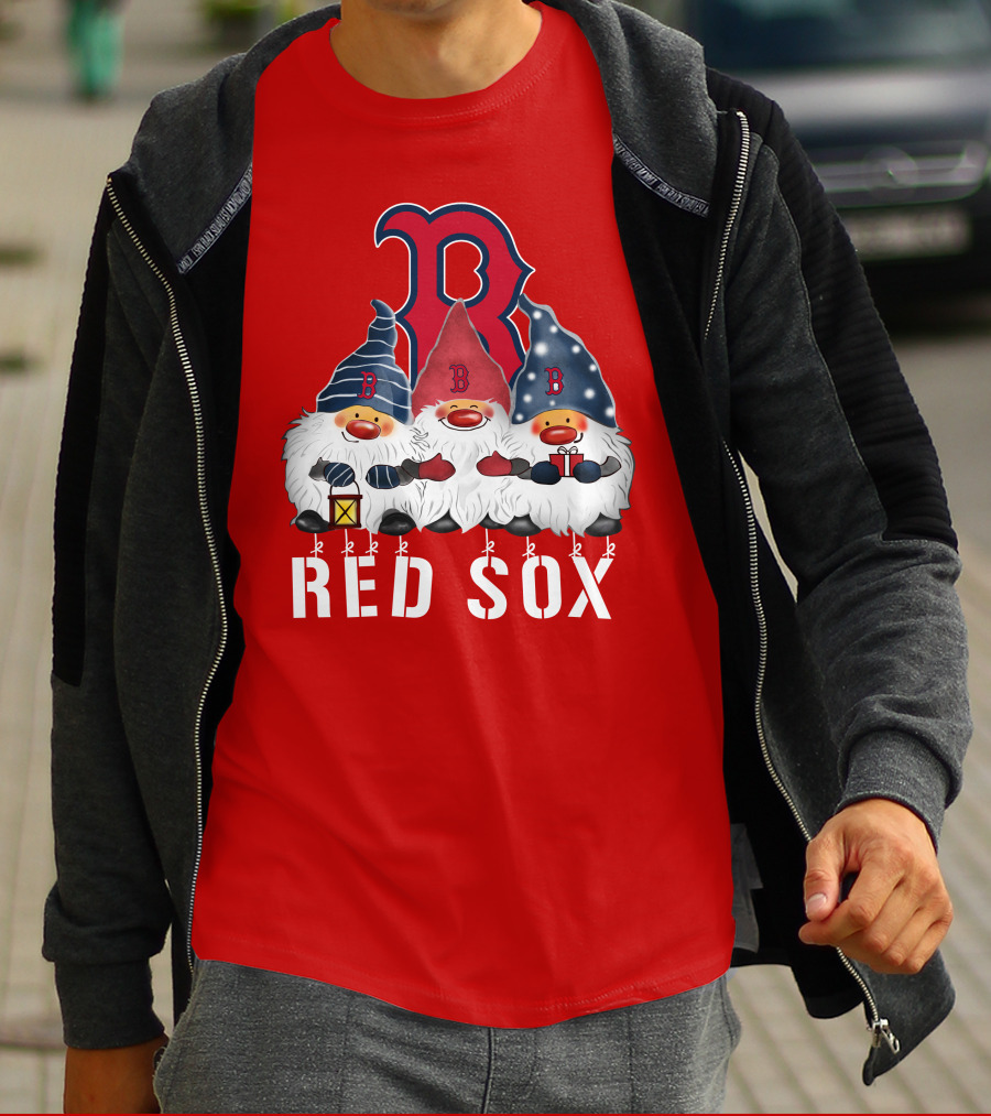 Boston Red Sox Merry Christmas Happy Holidays Gnomes T-Shirt