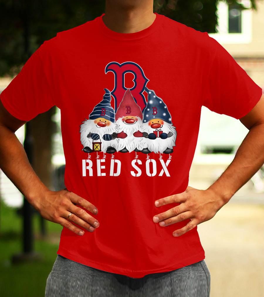Boston Red Sox Merry Christmas Happy Holidays Gnomes T-Shirt
