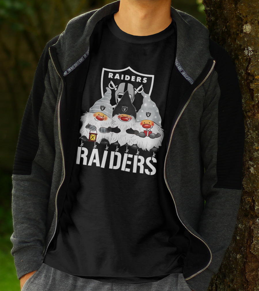 Las Vegas Raiders Merry Christmas Happy Holidays Raiders Gnomes T-Shirt