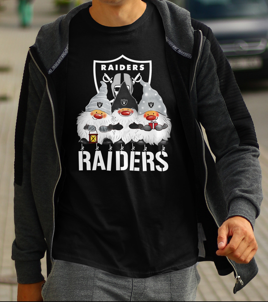 Las Vegas Raiders Merry Christmas Happy Holidays Raiders Gnomes T-Shirt