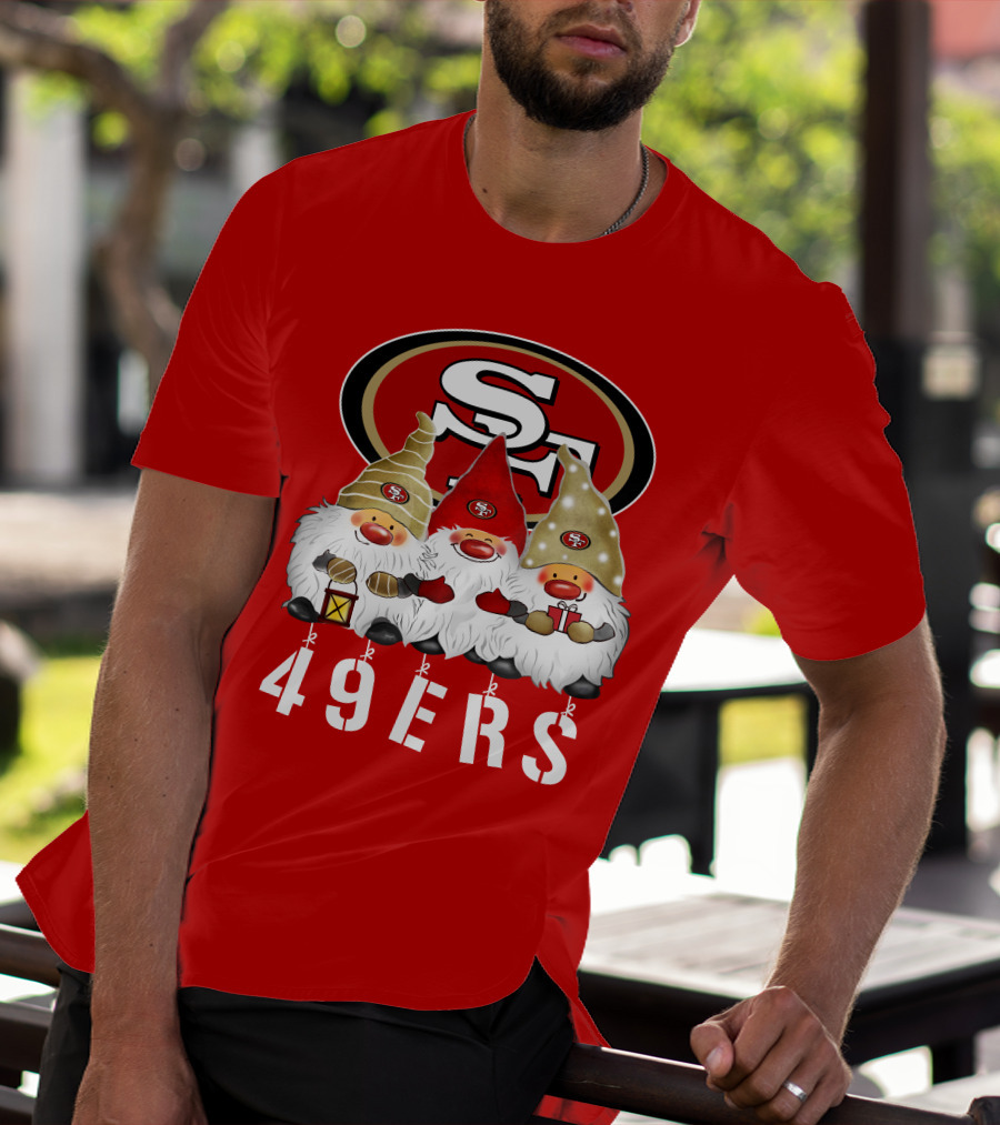 San Francisco 49ers Merry Christmas Happy Holidays Gnomes 49ers T-Shirt