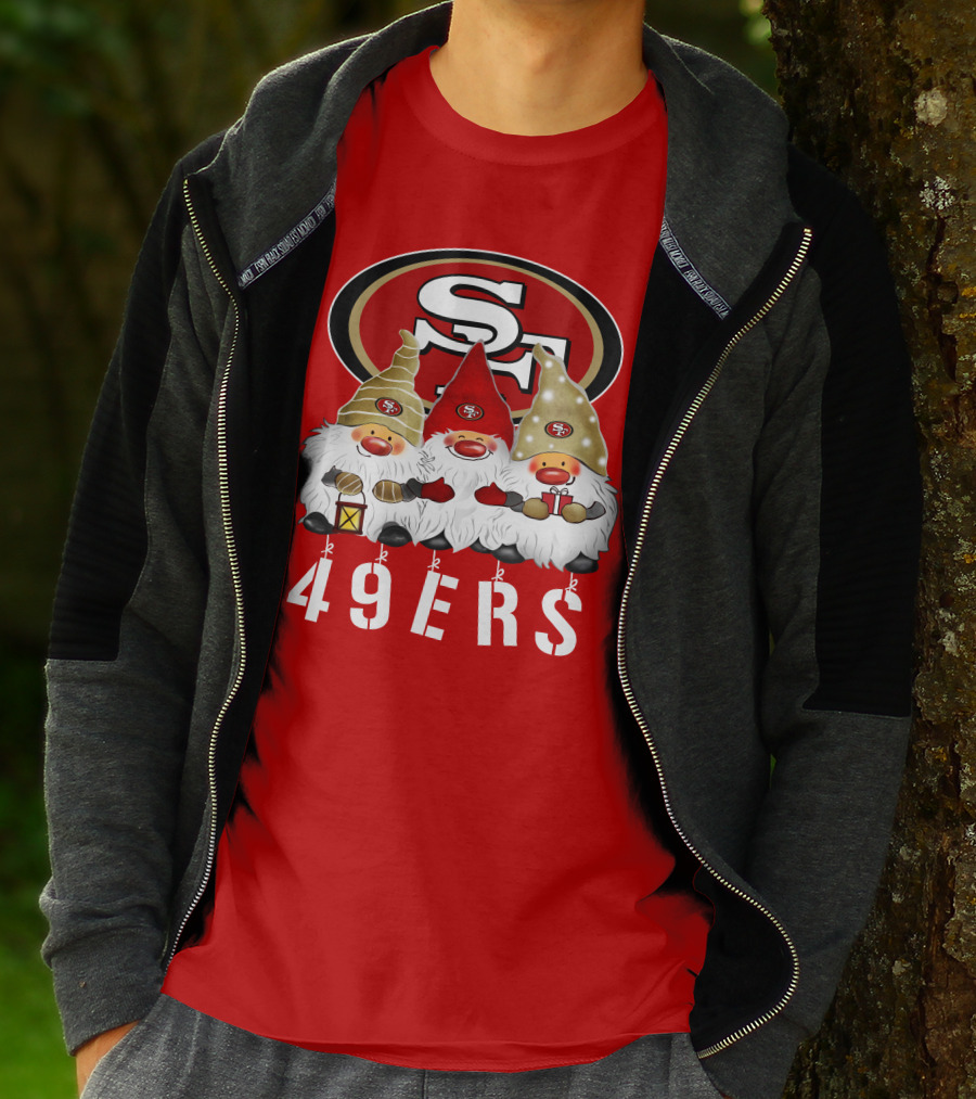 San Francisco 49ers Merry Christmas Happy Holidays Gnomes 49ers T-Shirt