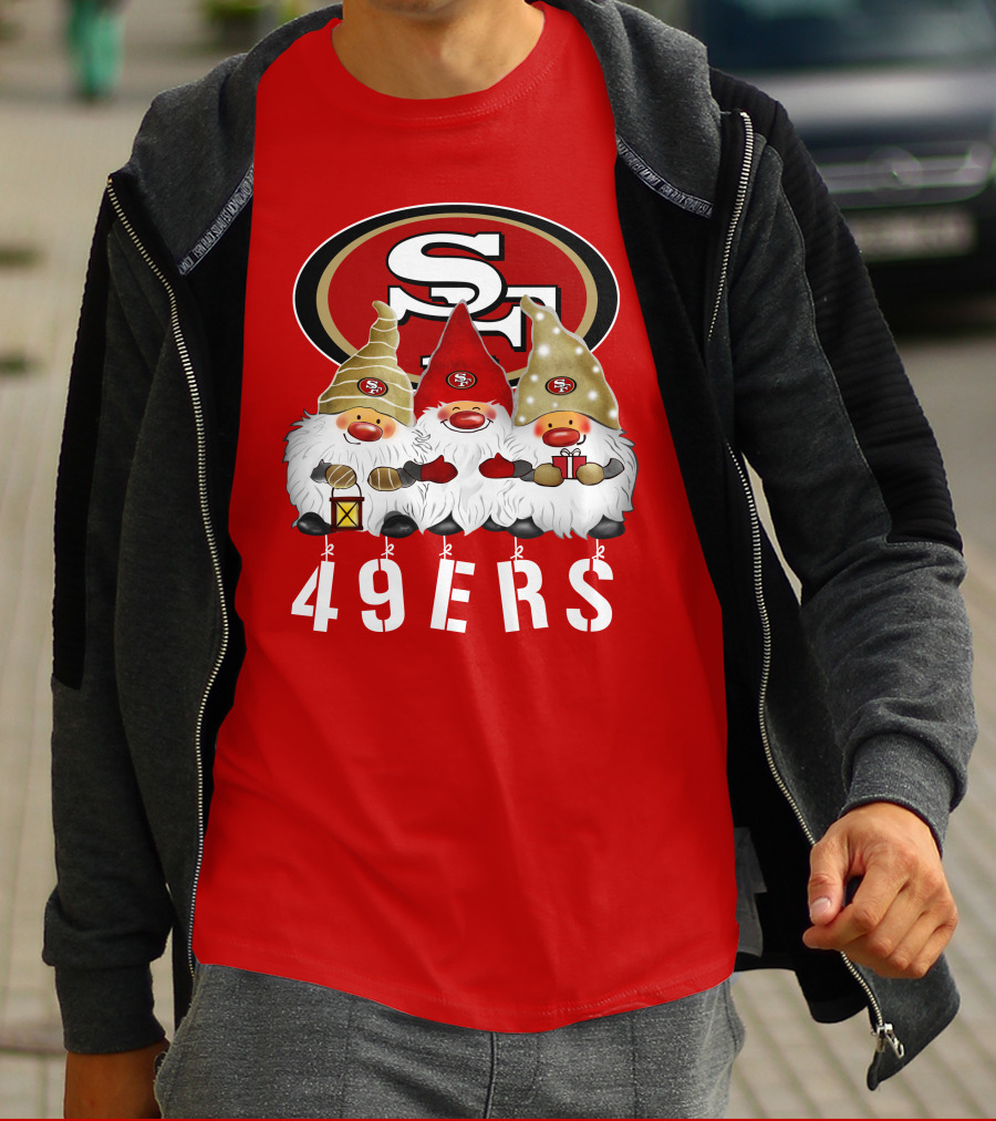 San Francisco 49ers Merry Christmas Happy Holidays Gnomes 49ers T-Shirt