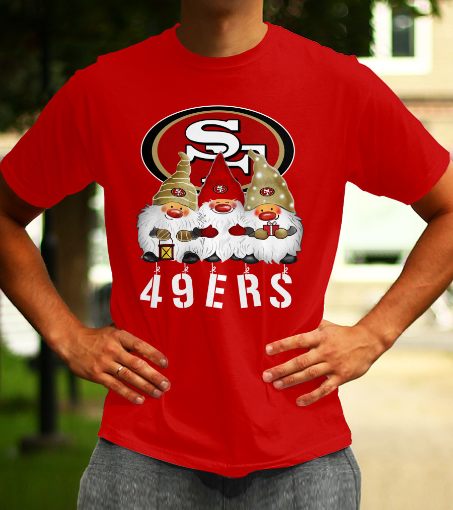 San Francisco 49ers Merry Christmas Happy Holidays Gnomes 49ers T-Shirt
