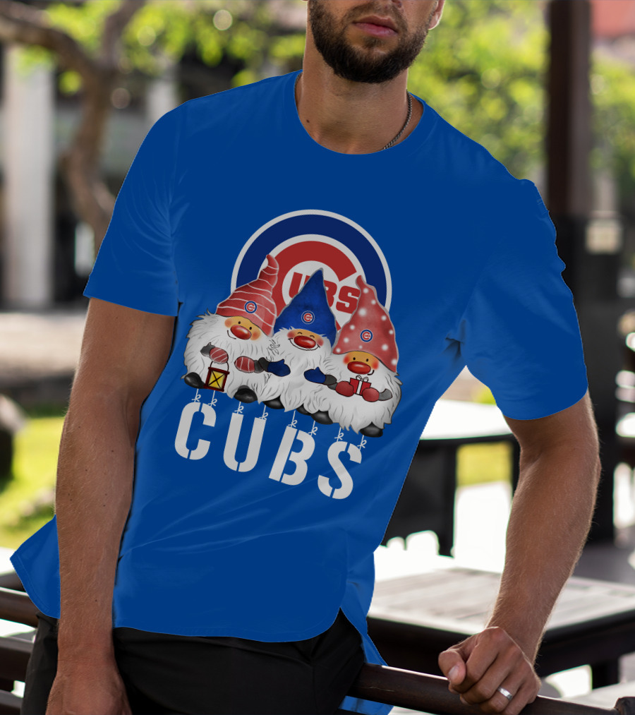 Chicago Cubs Merry Christmas Happy Holidays Festive Gnomes T-Shirt
