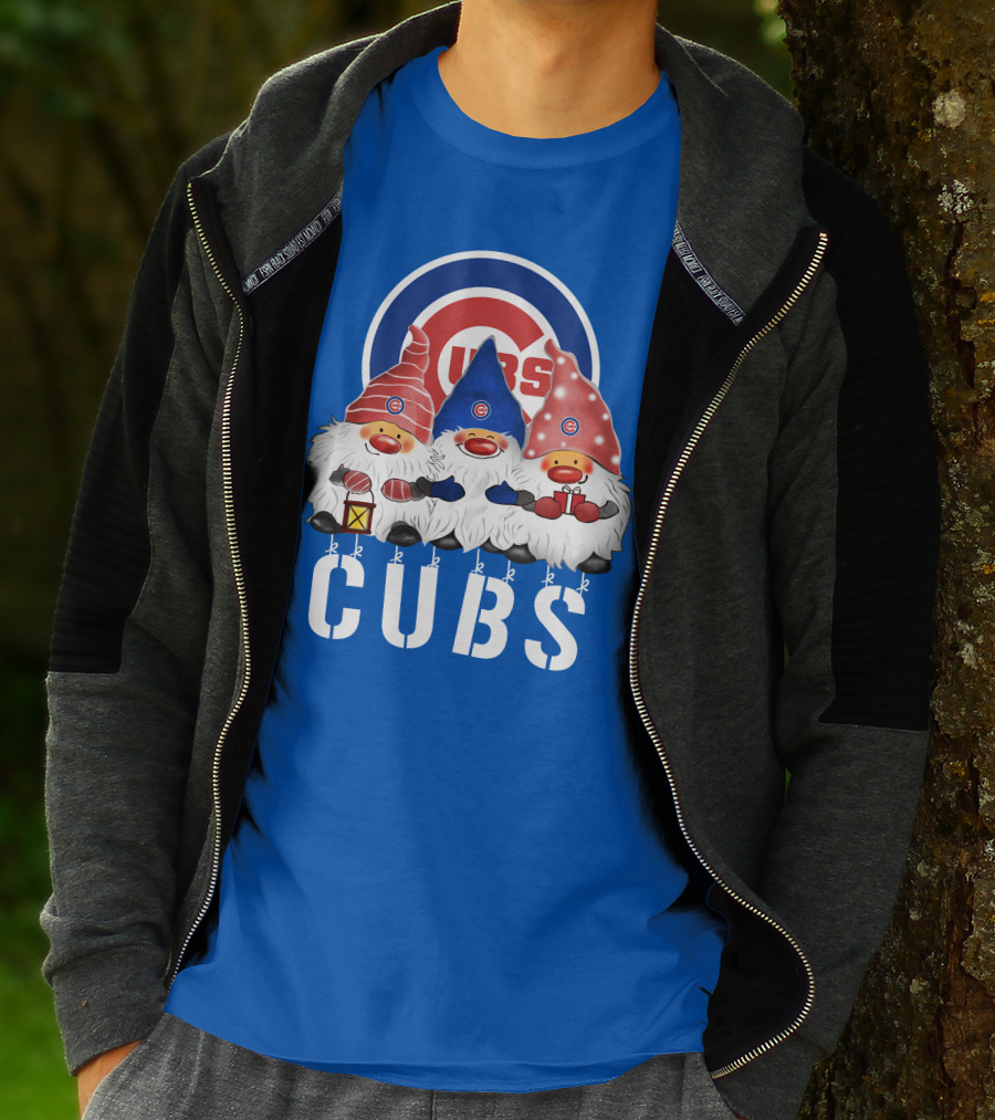 Chicago Cubs Merry Christmas Happy Holidays Festive Gnomes T-Shirt