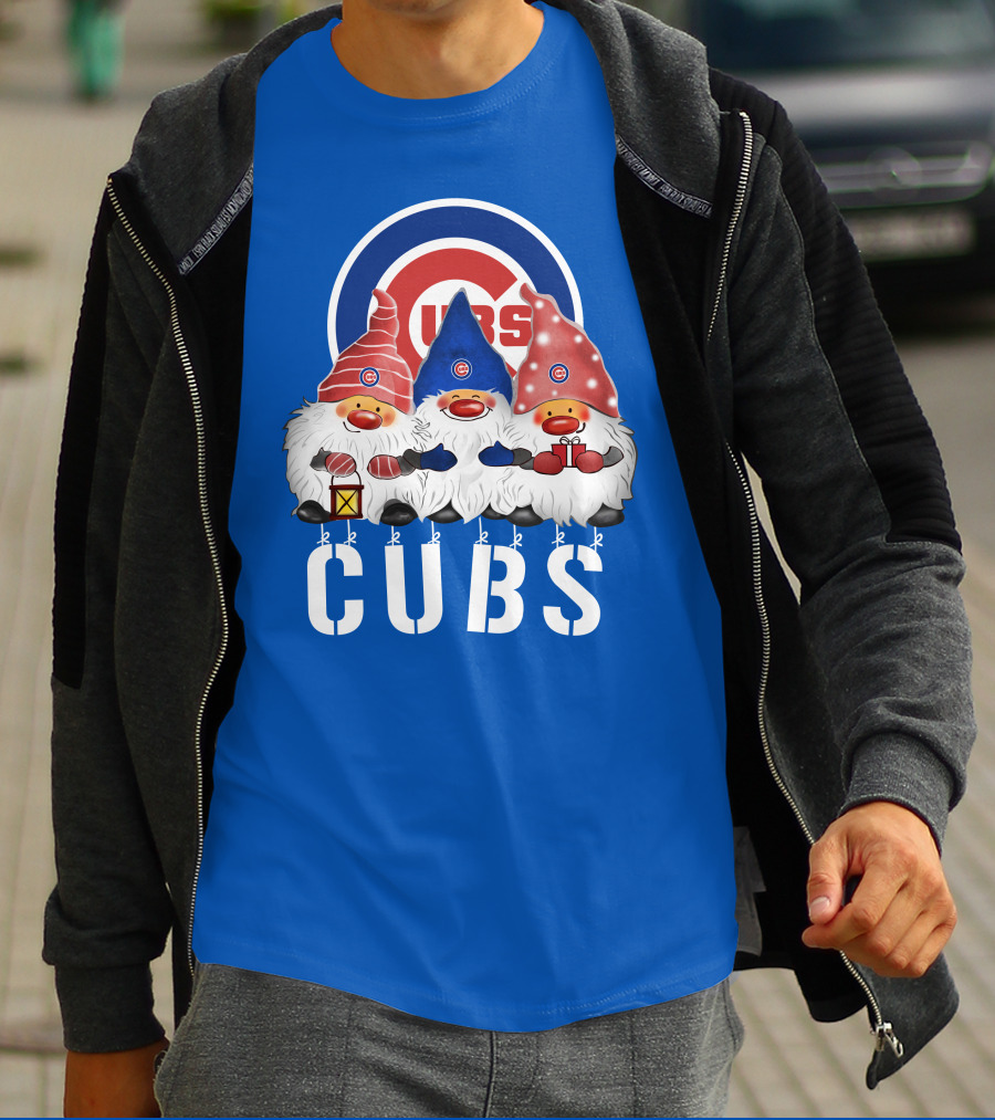 Chicago Cubs Merry Christmas Happy Holidays Festive Gnomes T-Shirt