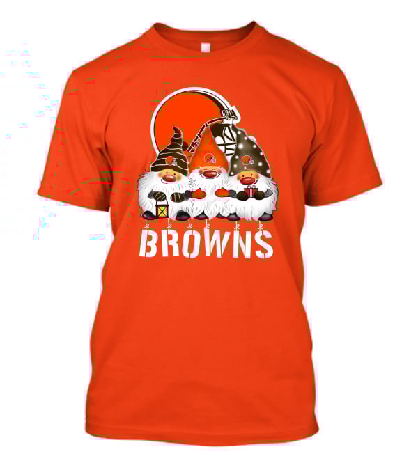 Cleveland Browns Merry Christmas Happy Holidays With Gnome Trio And Football Helmets T-Shirt