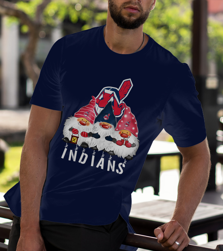 Cleveland Indians Merry Christmas Happy Holidays Gnomes Chief Wahoo T-Shirt
