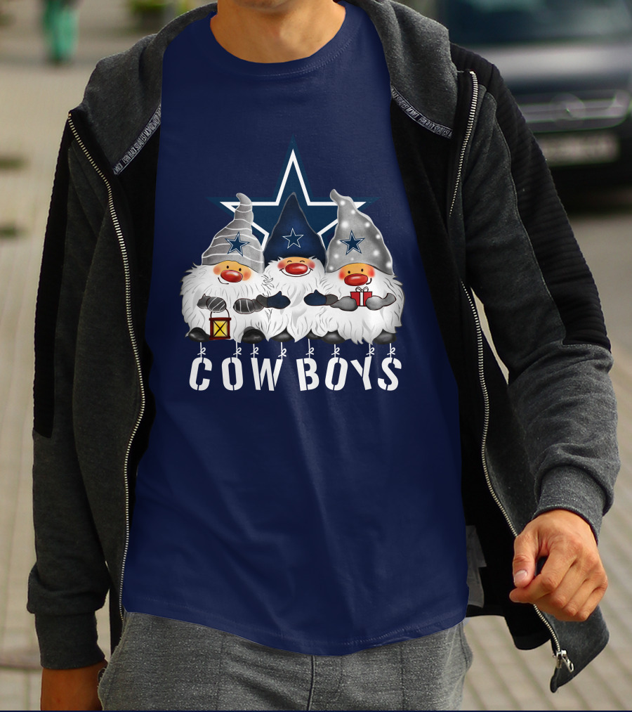 Dallas Cowboys Christmas Gnomes Merry Holidays T-Shirt
