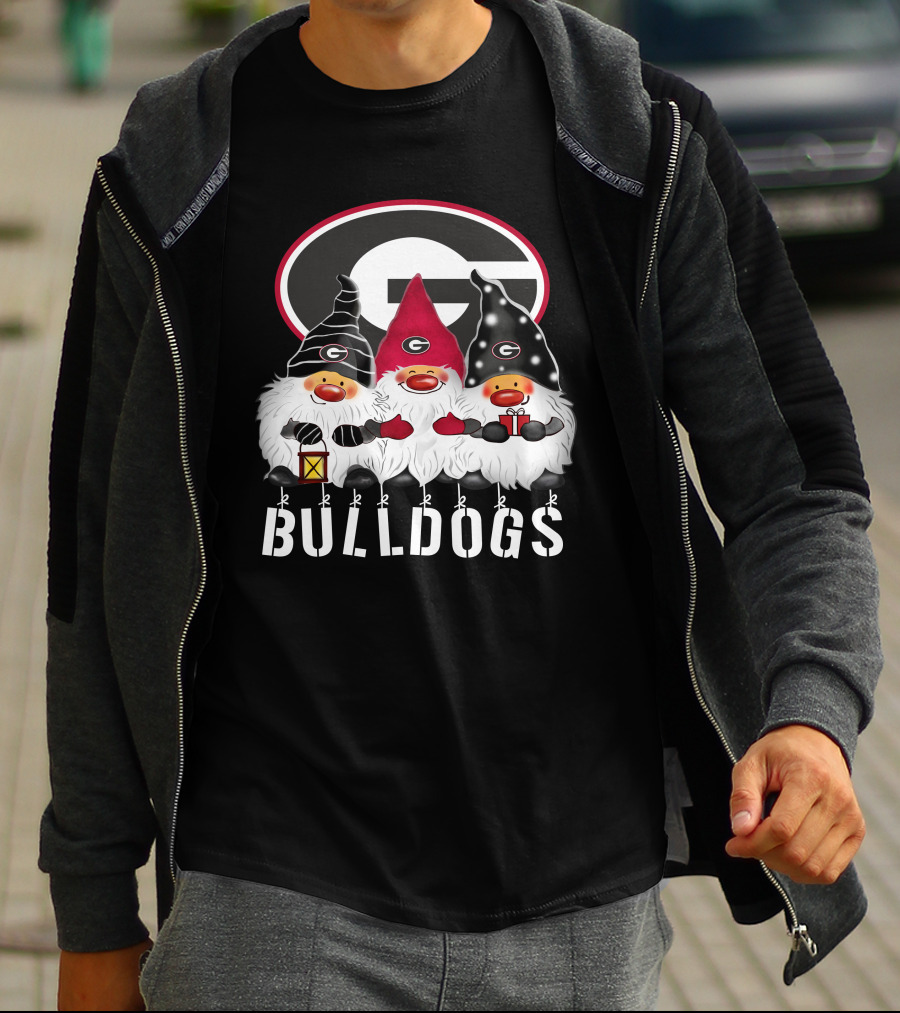 Georgia Bulldogs Merry Christmas Happy Holidays Gnomes T-Shirt
