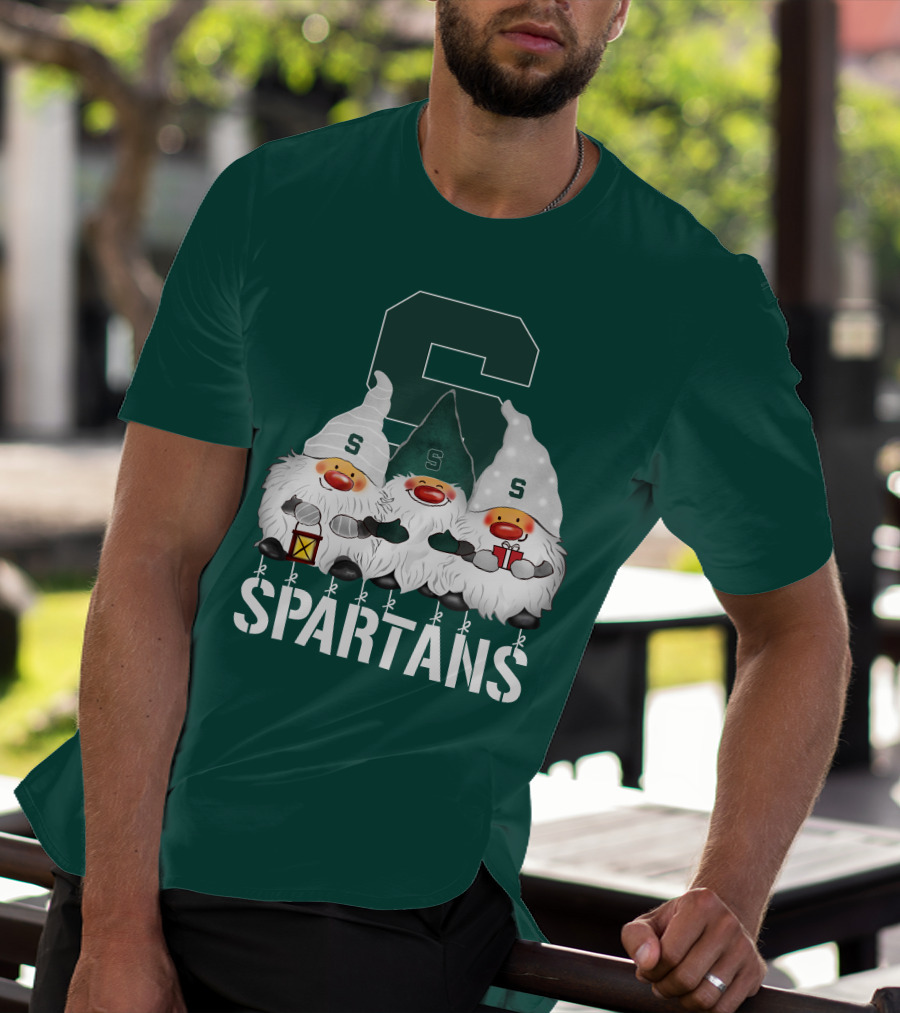 Michigan State Spartans Christmas Gnomes Holiday Celebrations T-Shirt