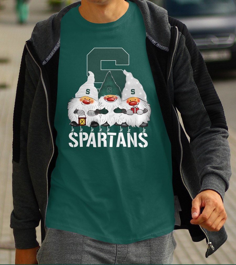 Michigan State Spartans Christmas Gnomes Holiday Celebrations T-Shirt