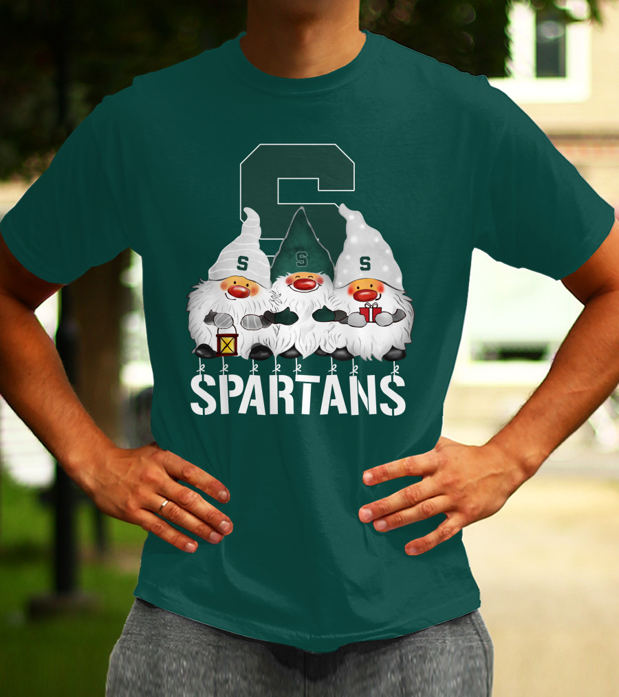 Michigan State Spartans Christmas Gnomes Holiday Celebrations T-Shirt
