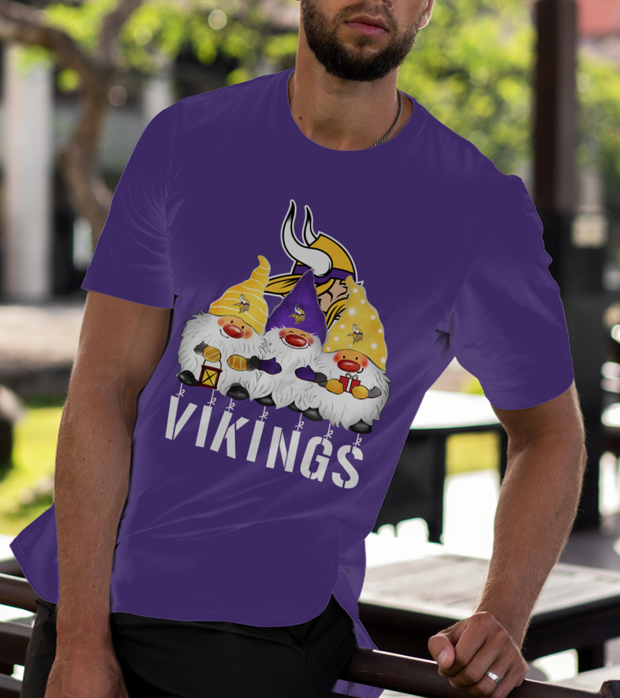 Minnesota Vikings Merry Christmas Happy Holidays Gnomes T-Shirt