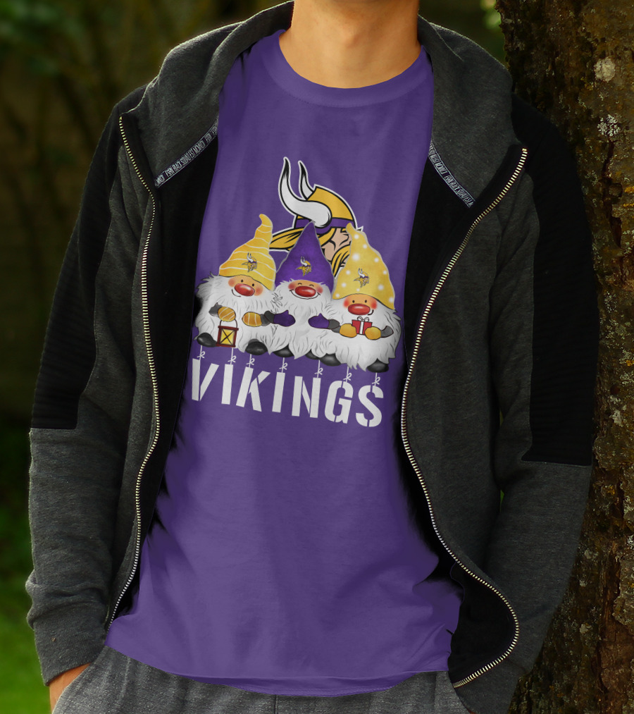 Minnesota Vikings Merry Christmas Happy Holidays Gnomes T-Shirt