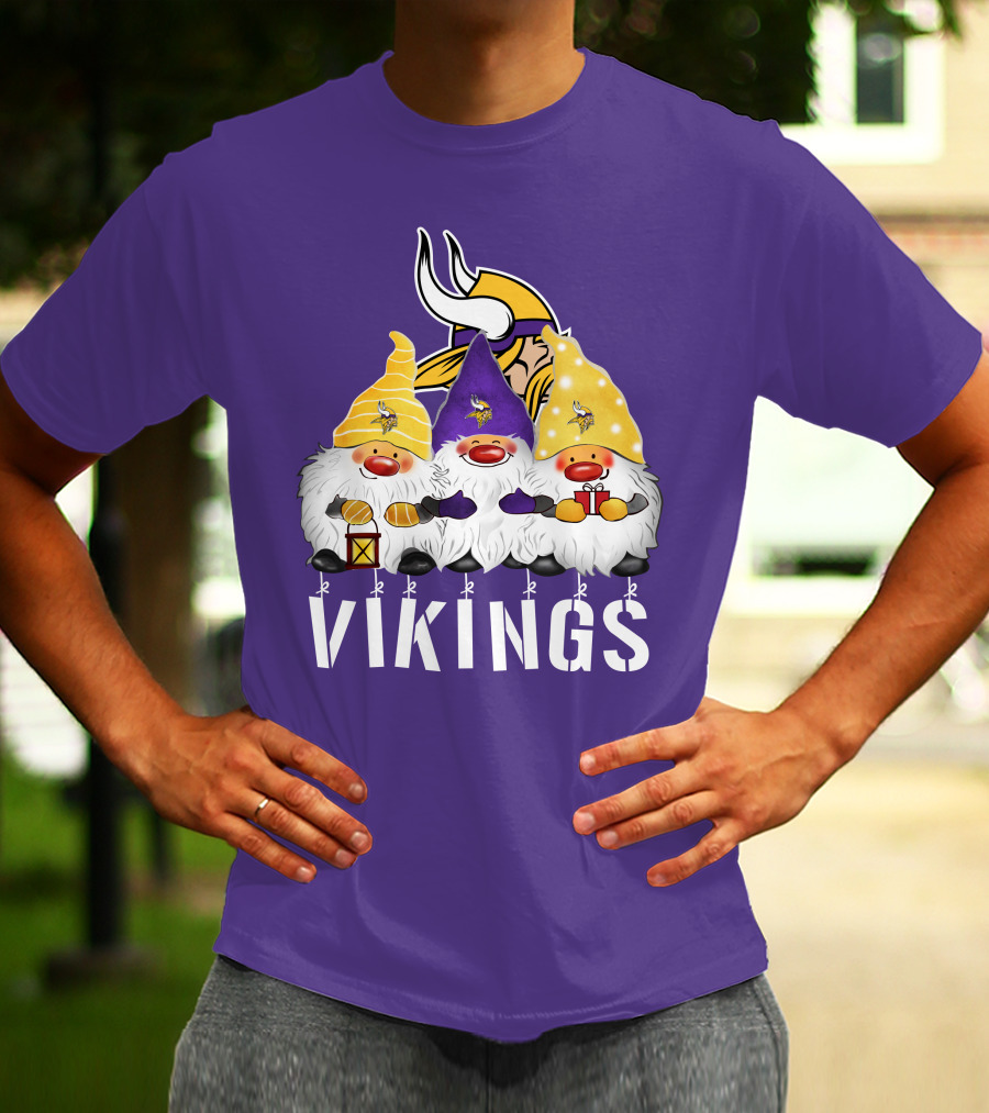 Minnesota Vikings Merry Christmas Happy Holidays Gnomes T-Shirt