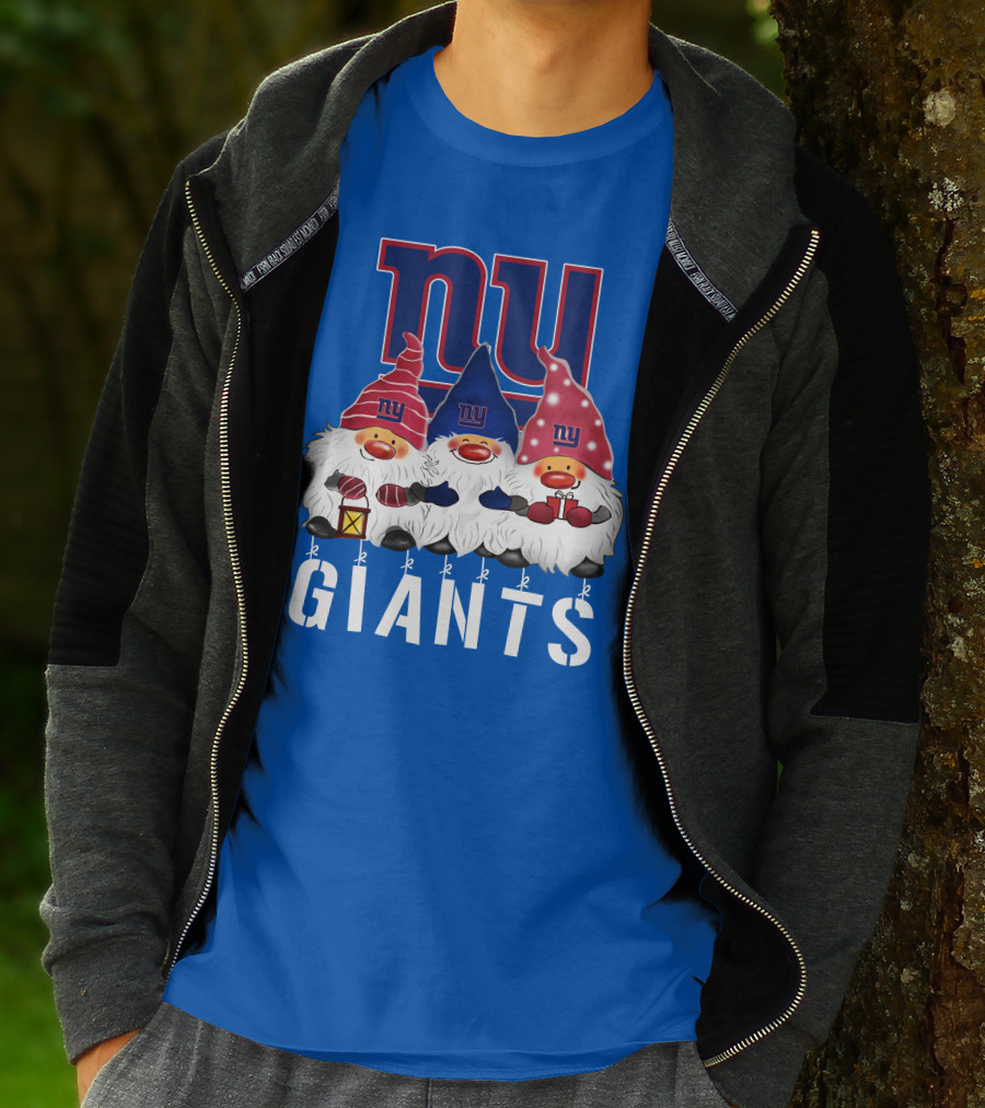 New York Giants Merry Christmas Happy Holidays Gnomes T-Shirt