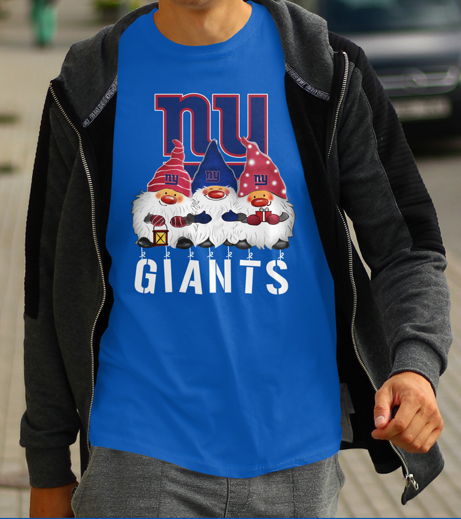 New York Giants Merry Christmas Happy Holidays Gnomes T-Shirt