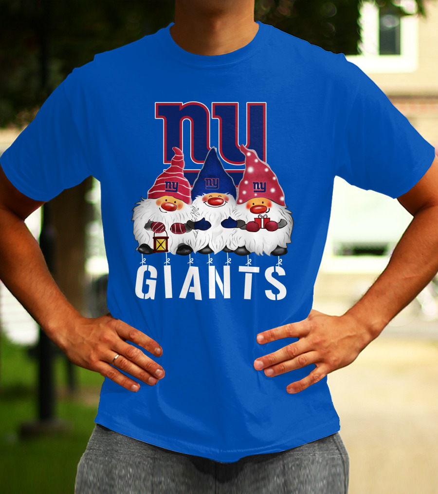 New York Giants Merry Christmas Happy Holidays Gnomes T-Shirt
