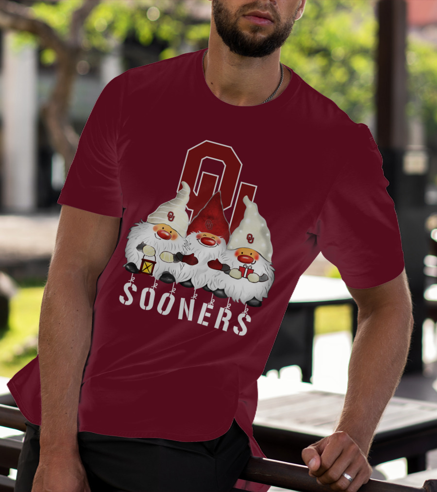 Oklahoma Sooners Christmas Gnomes Happy Holidays T-Shirt