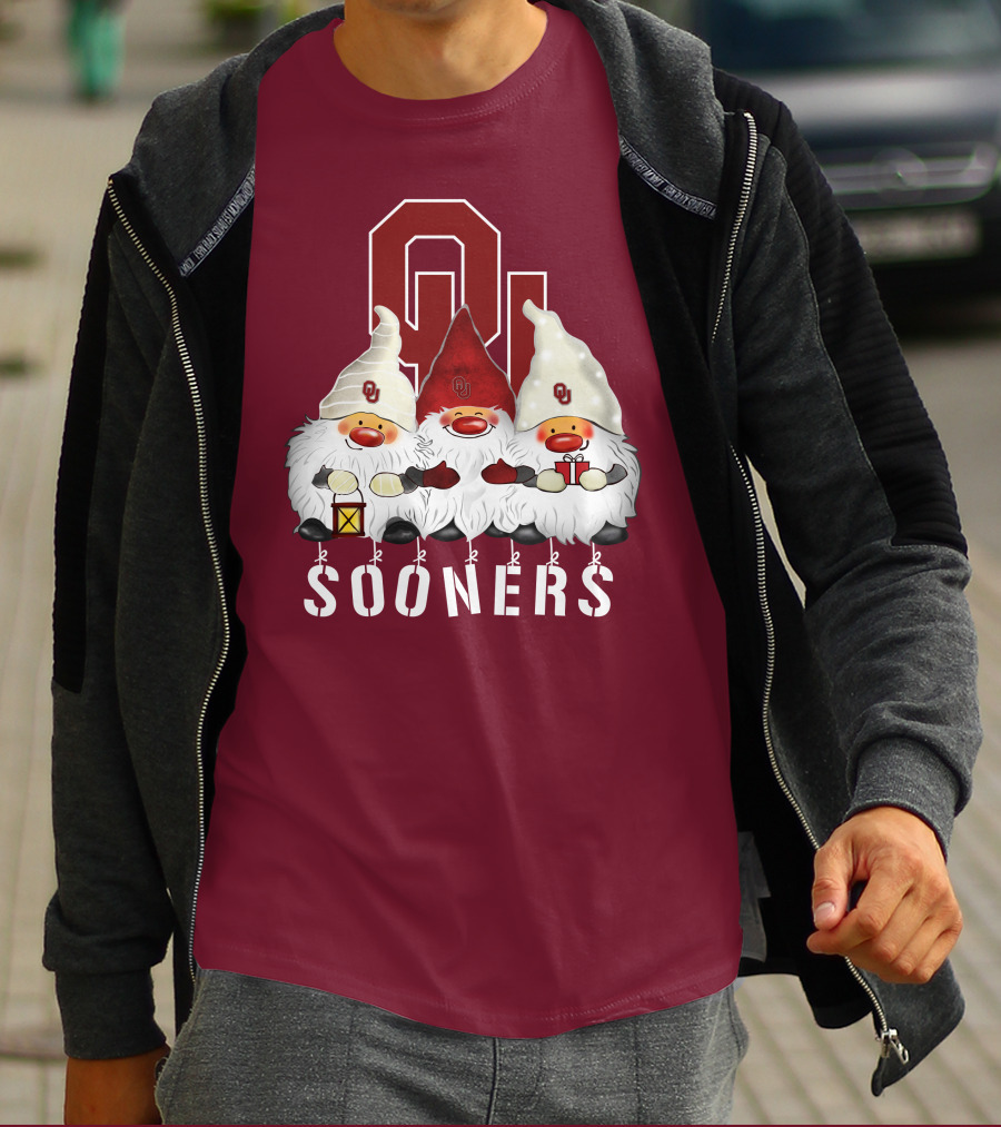 Oklahoma Sooners Christmas Gnomes Happy Holidays T-Shirt