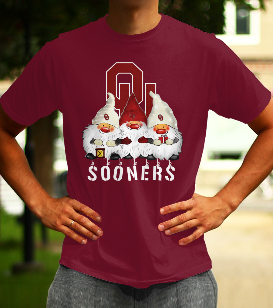 Oklahoma Sooners Christmas Gnomes Happy Holidays T-Shirt