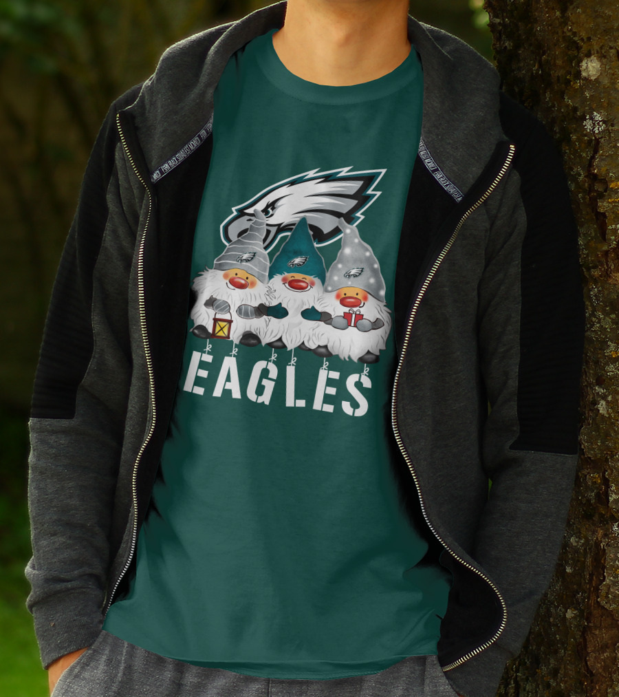 Philadelphia Eagles Christmas Gnomes Happy Holidays T-Shirt