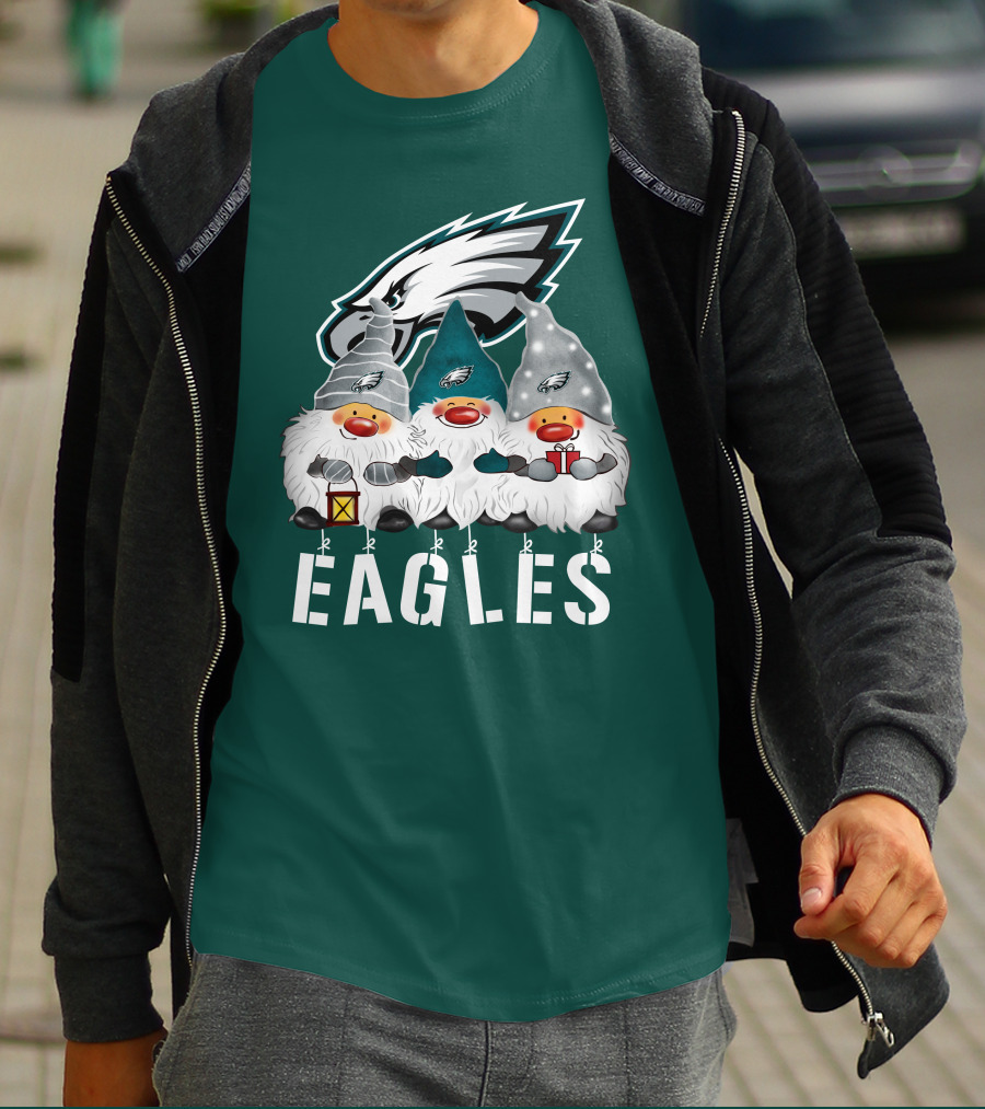 Philadelphia Eagles Christmas Gnomes Happy Holidays T-Shirt