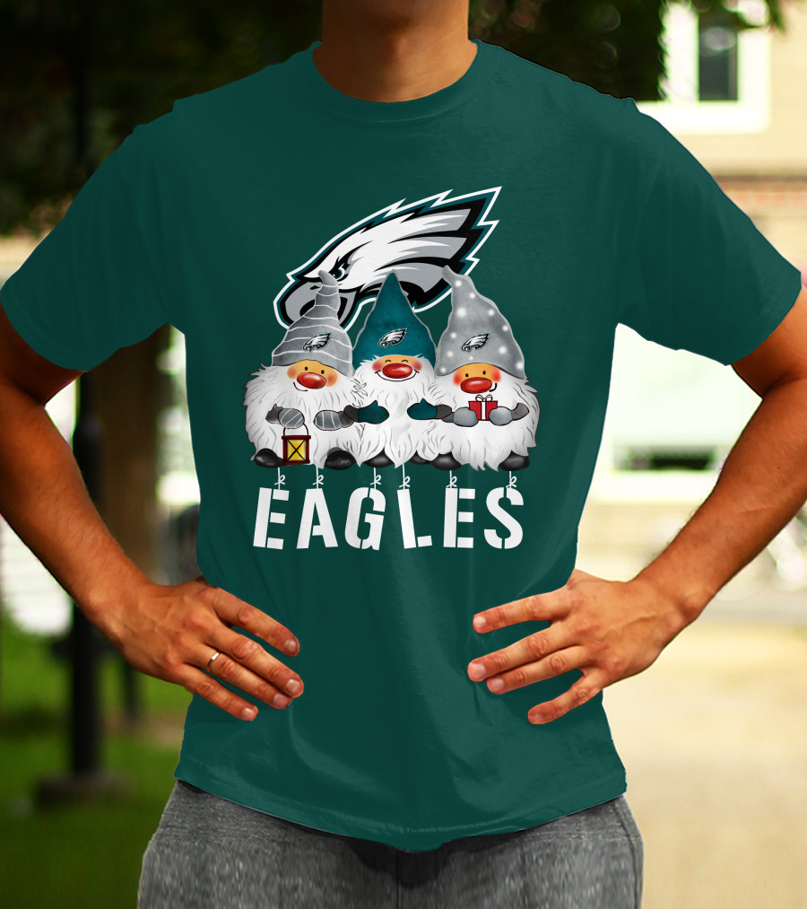Philadelphia Eagles Christmas Gnomes Happy Holidays T-Shirt