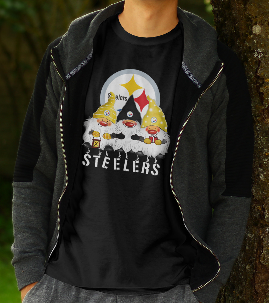 Steelers Merry Christmas Happy Holidays Gnomes T-Shirt