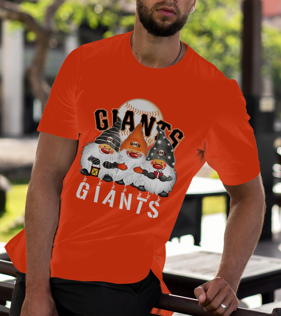 San Francisco Giants Merry Christmas Happy Holidays Giants Gnomes Baseball T-Shirt